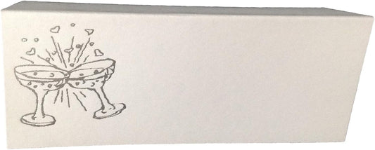 Party Favors Plus Silver Champagne Glasses Tent Style White Place Cards 100 Count