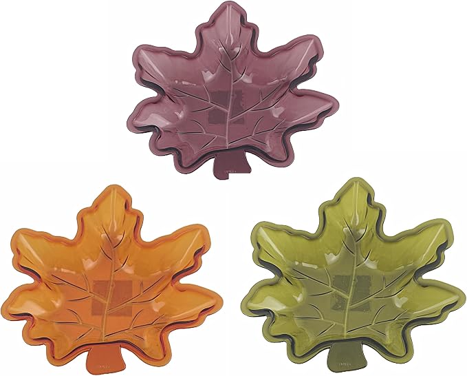 Harvest Leaf Shape Plastic Serving Dish Set of 3 Colors