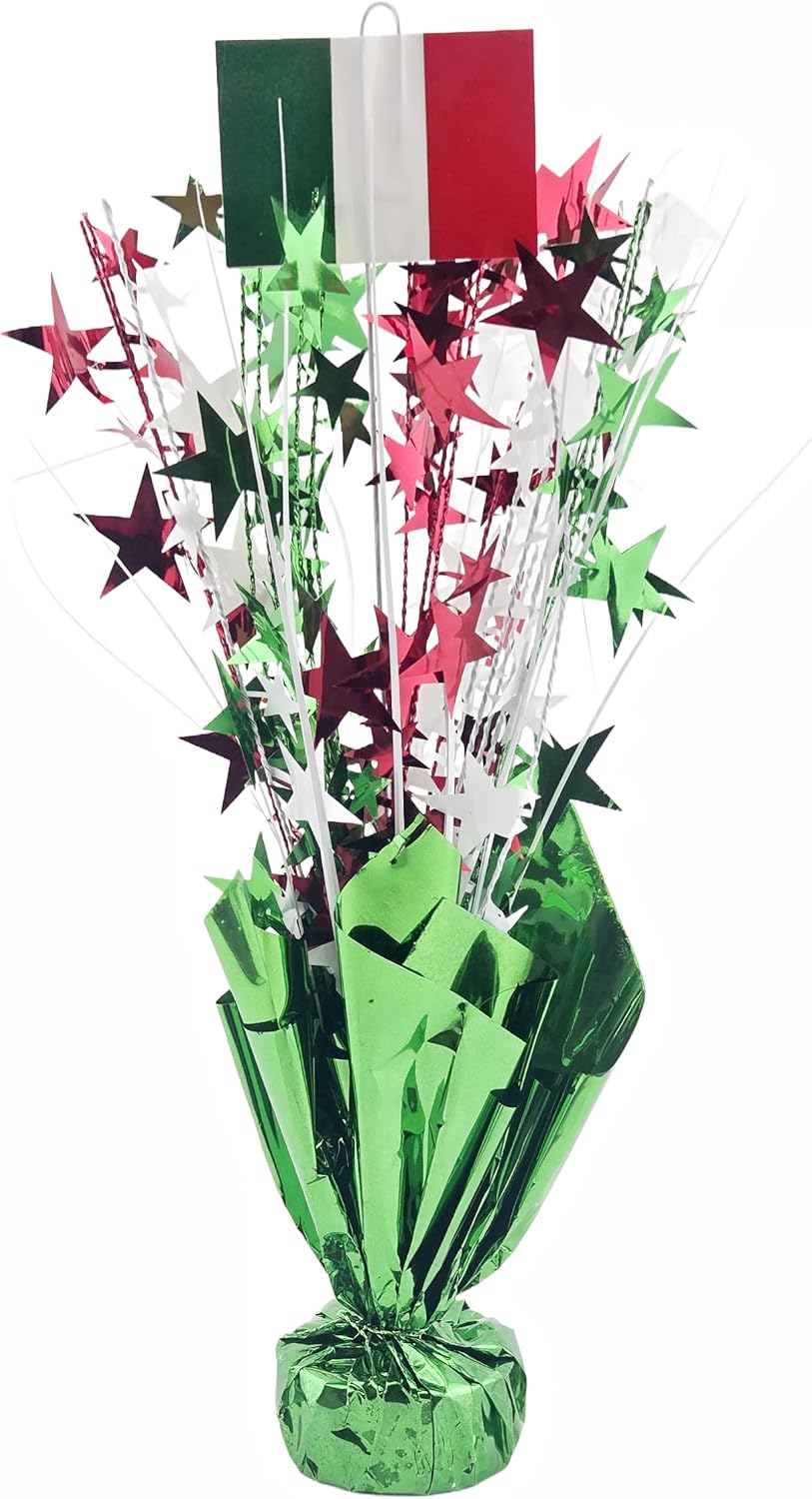 Italian Flag Star Balloon Weight Centerpieces, 2 Pieces