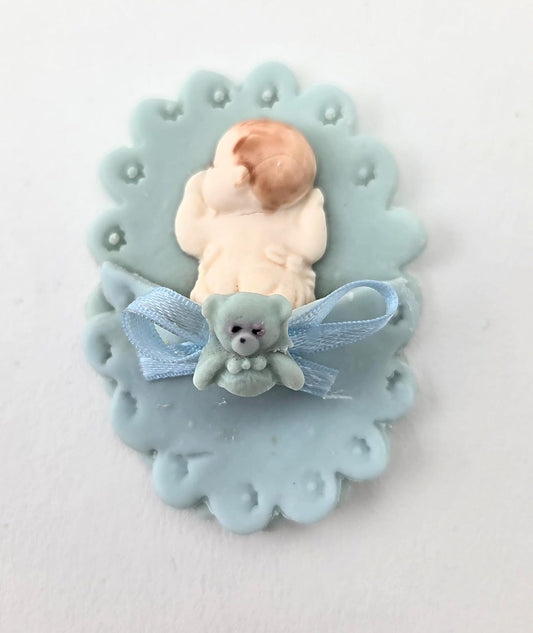 Party Favors Plus Cold Porcelain Sleeping Baby Capias Figurines Blue 14 Count