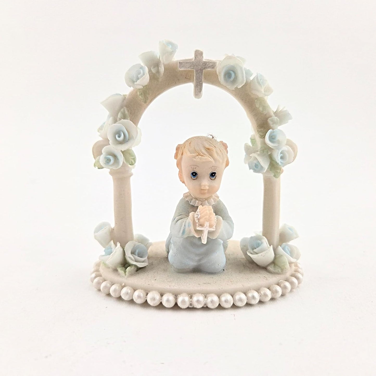 Party Favors Plus Child Praying Under Rose Arch Polyresin Figurine Multicolor 3.5 Inch
