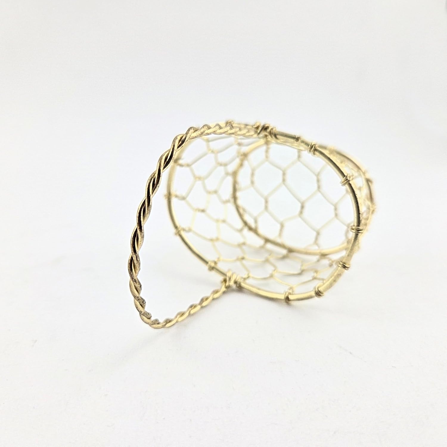 Party Favors Plus Gold Tone Miniature Oval Wire Basket with Twisted Handle 3.25 Inch 4 Pack