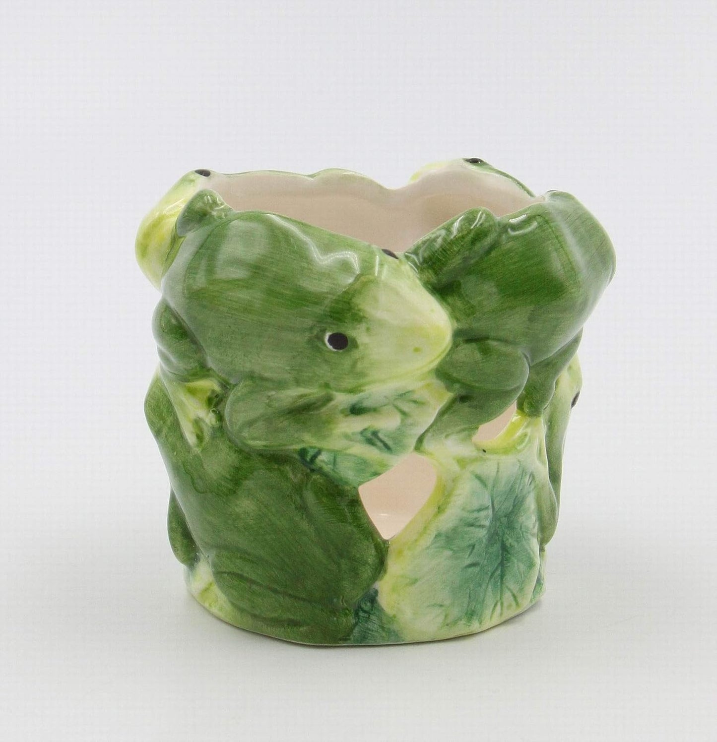 Cosmos Gifts Fine Ceramic Frog Lily Pads Tea Light Candle Holder 2-3/4 In Green