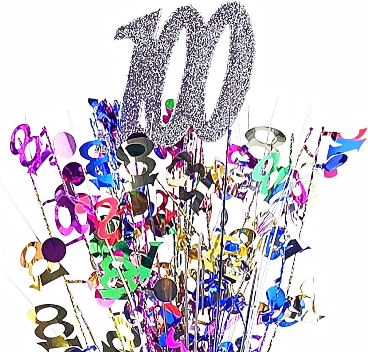 Multicolor 100th Birthday Balloon Weight Centerpieces, 2 Pieces