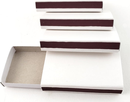 Party Favors Plus White Empty Match Storage Boxes with Strikers 2.25 Inch 50 Count