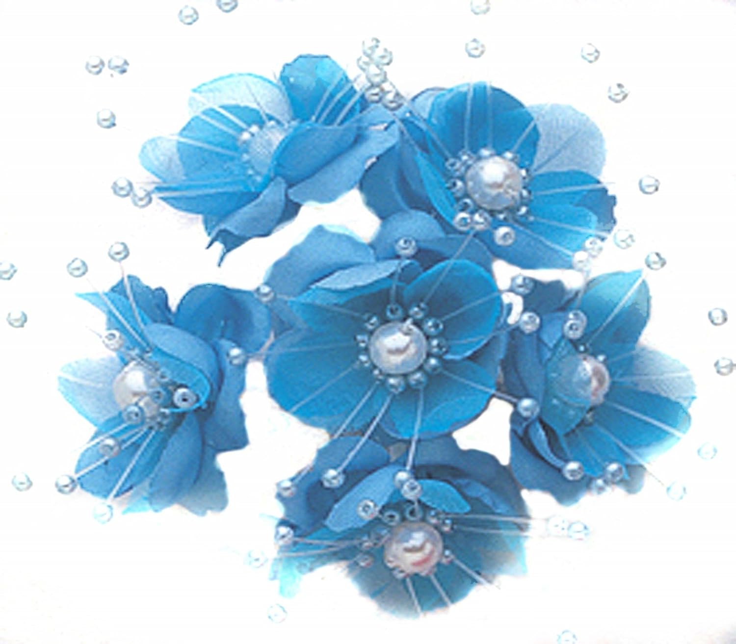 Party Favors Plus Turquoise Satin Pearl Organza Flowers 72 Count