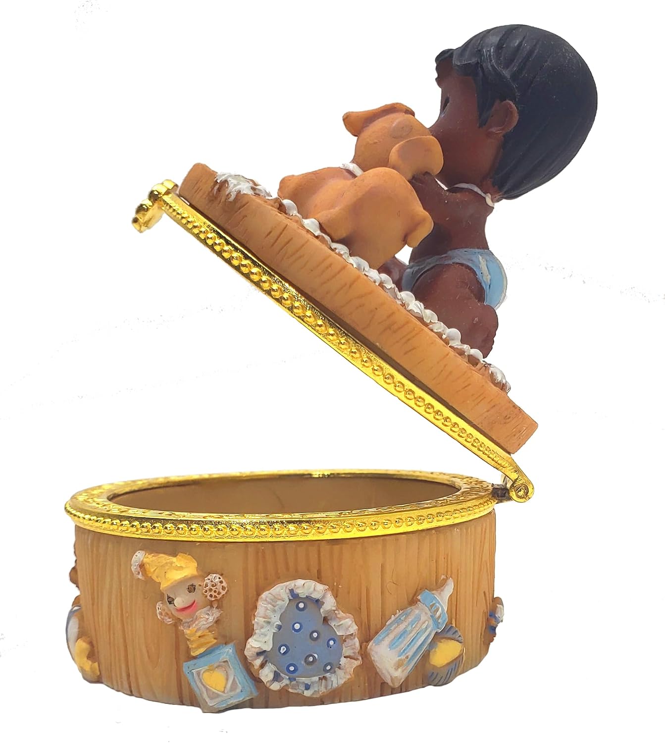 Party Favors Plus Black Polyresin Baby and Puppy Trinket Box 3 Inch