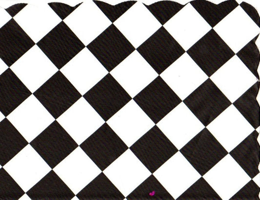 Party Favors Plus Black Checkerboard Plastic Placemats Scalloped 10 X 14 Inch 48 Count