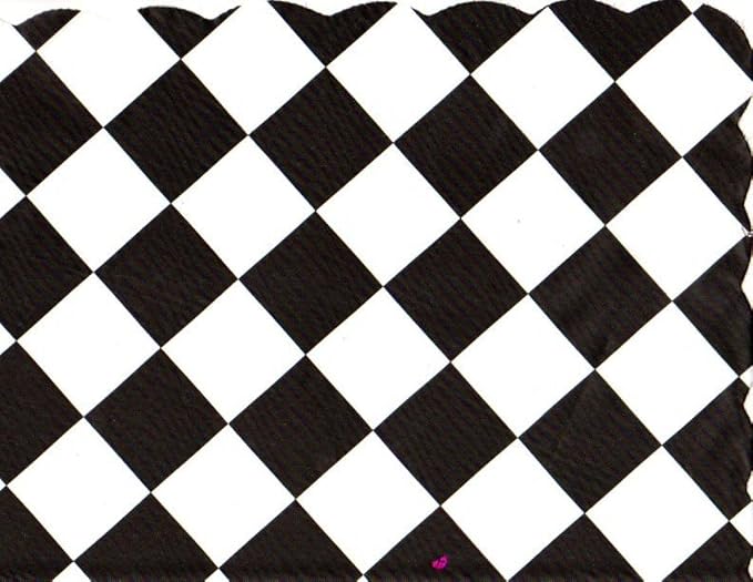 Party Favors Plus Black Checkerboard Plastic Placemats Scalloped 10 X 14 Inch 48 Count