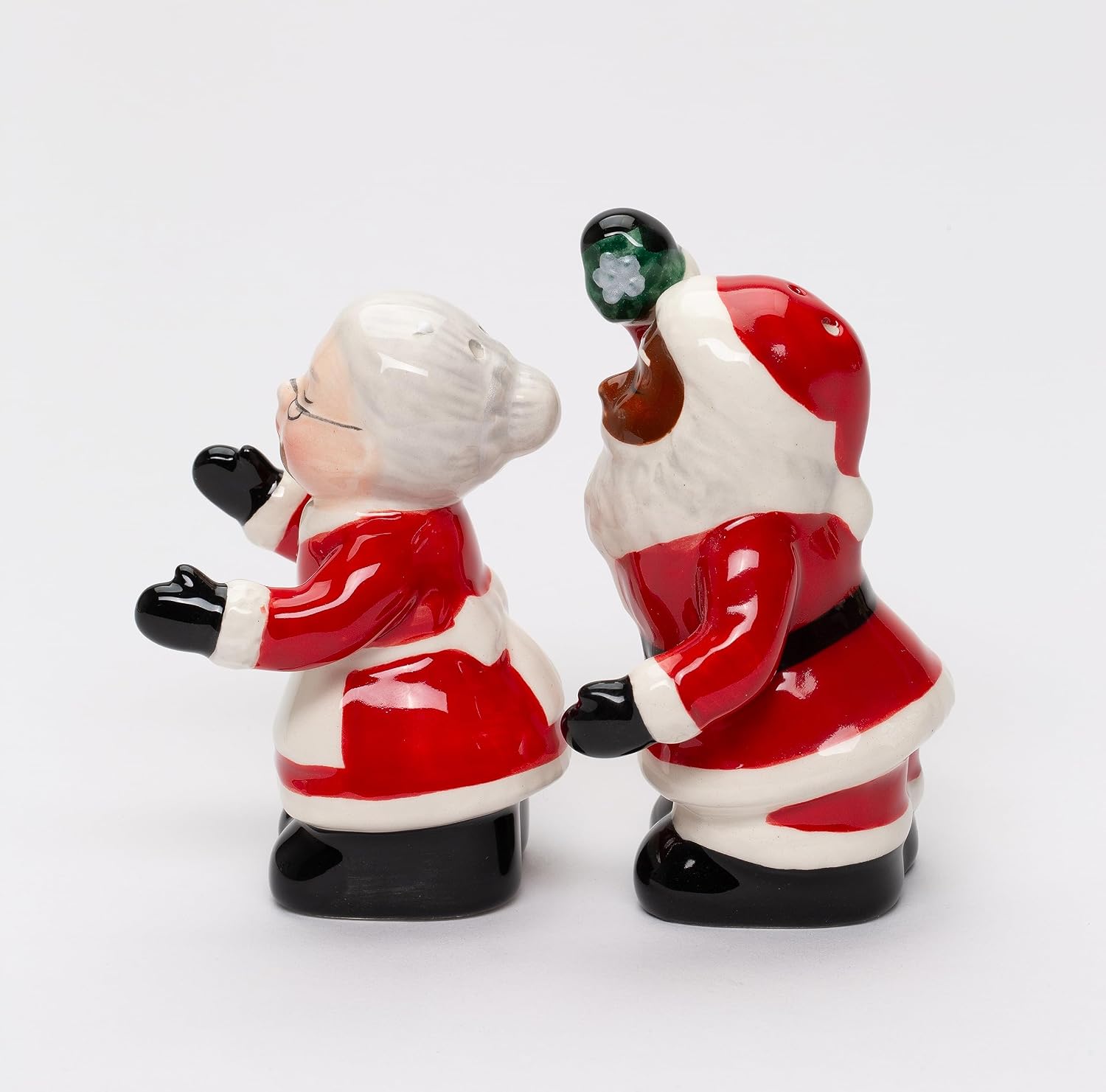 Cosmos Gifts Fine Ceramic Interracial Mr. & Mrs. Santa Salt & Pepper Shakers Set 3-5/8" H