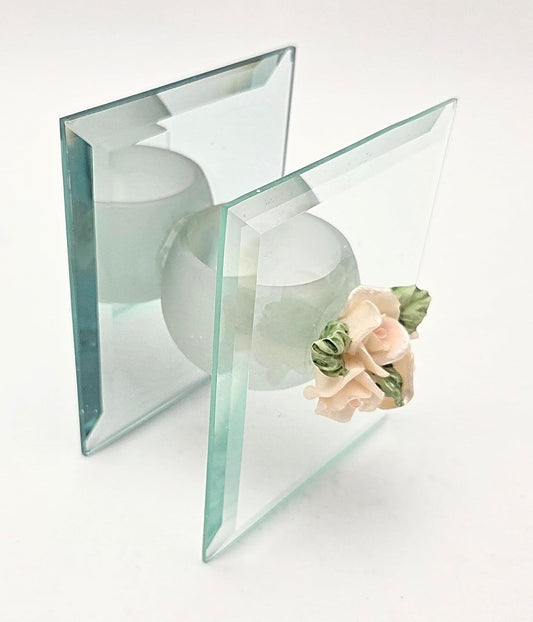 Party Favors Plus Multicolor Glass Tea Light Candle Holder with Floral Decoration 4.5 Inch