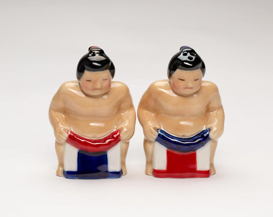 Cosmos Gifts Fine Porcelain Sumo Wrestler Salt & Pepper Shaker Set 3 In