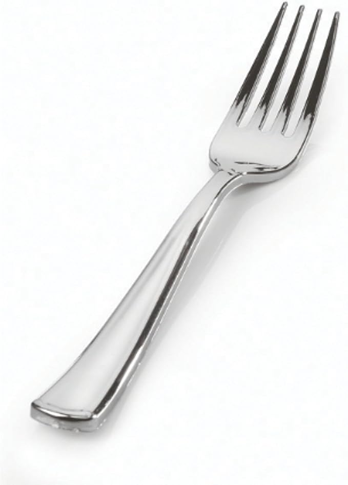 Party Favors Plus Plastic Silver Forks Stainless Steel Look 50 Count