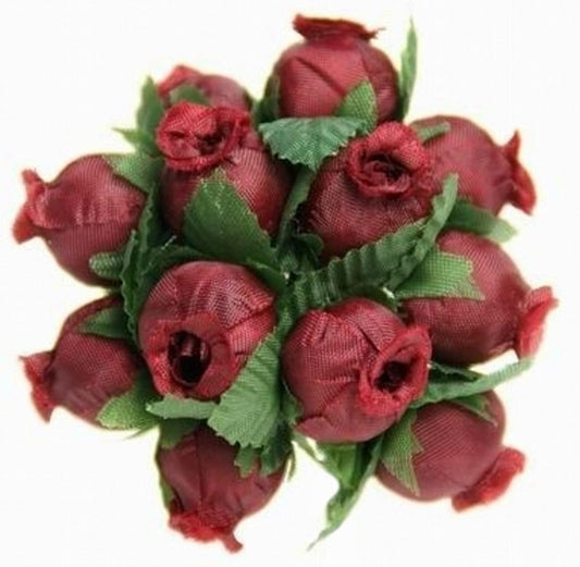 144 Miniature Poly Rose Silk Favor Flower Pick Wedding Shower - Burgundy