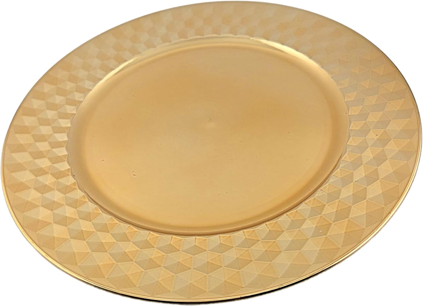 Party Favors Plus Gold Round Plastic Charger Plates Diamond Finish 13 Inch 6 Count