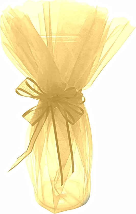 Party Favors Plus Organza Wine Bottle Wrap 28 Inch Scalloped Circle Set of 3 Gold
