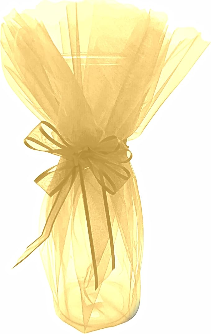 Party Favors Plus Organza Wine Bottle Wrap 28 Inch Scalloped Circle Set of 3 Gold