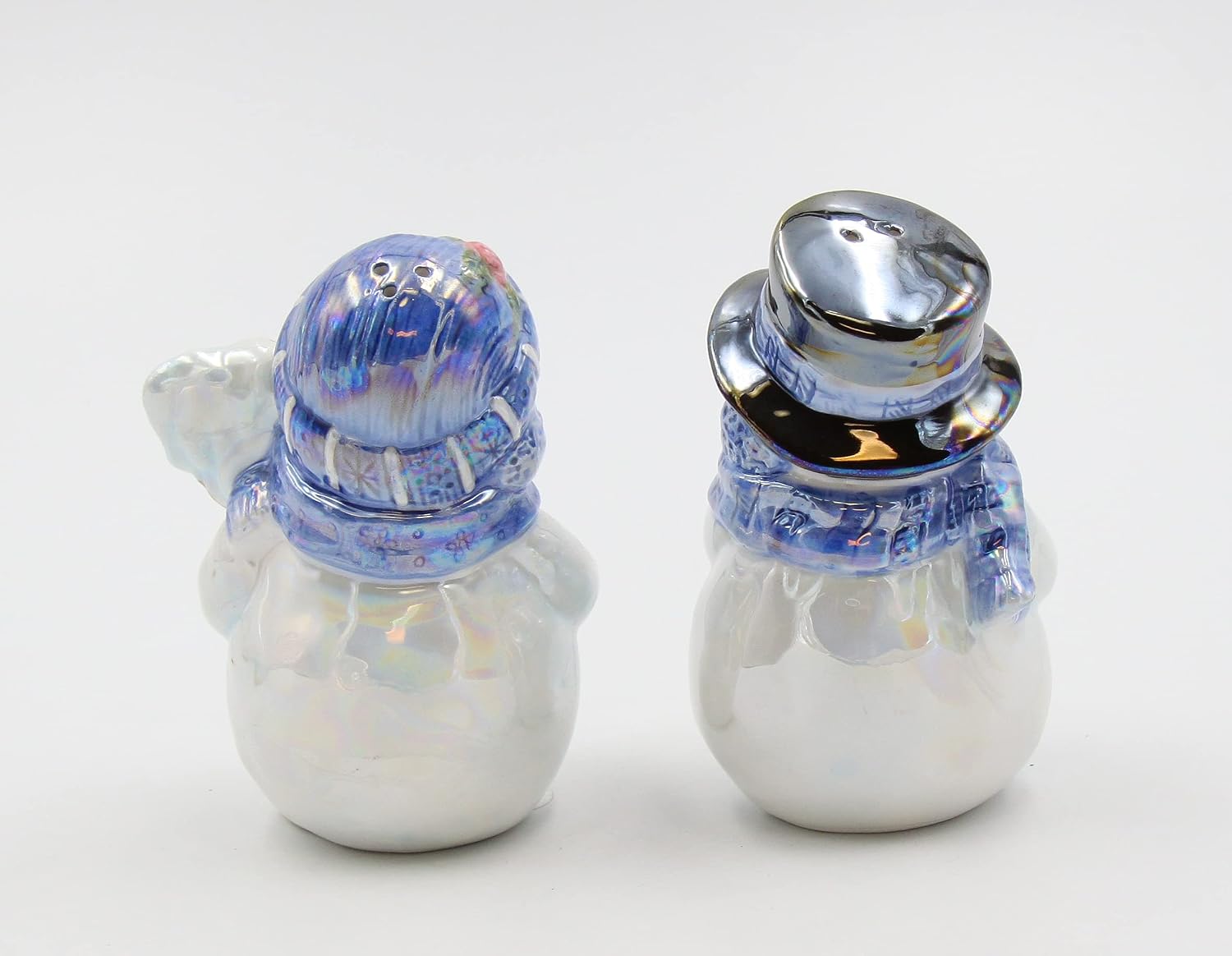 Cosmos Gifts Fine Ceramic Glossy Snowman Couple Salt and Pepper Shakers Set 3-1/2" H