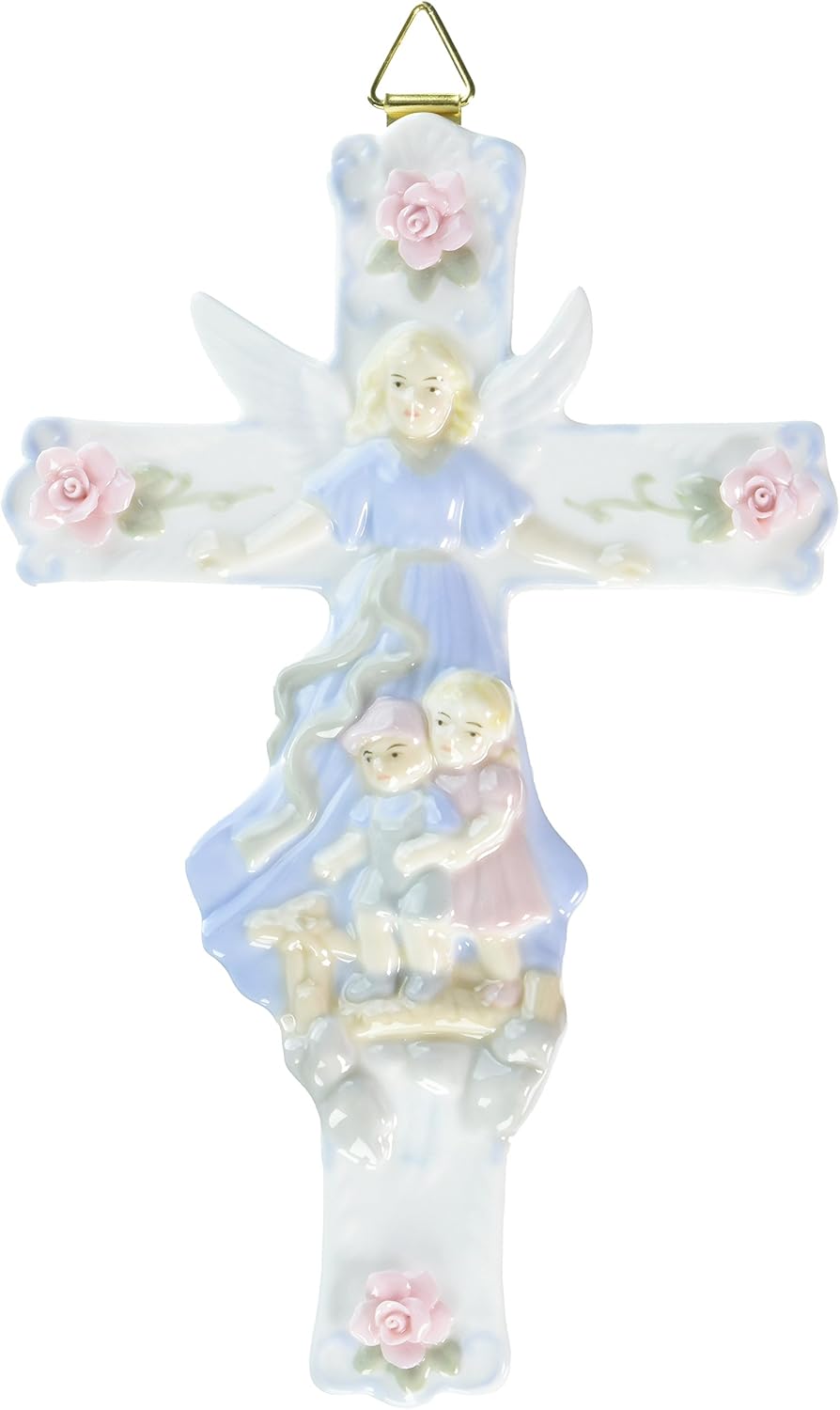 Cosmos Gifts Fine Porcelain Guardian Angel Cross Figurine 8-1/2" H