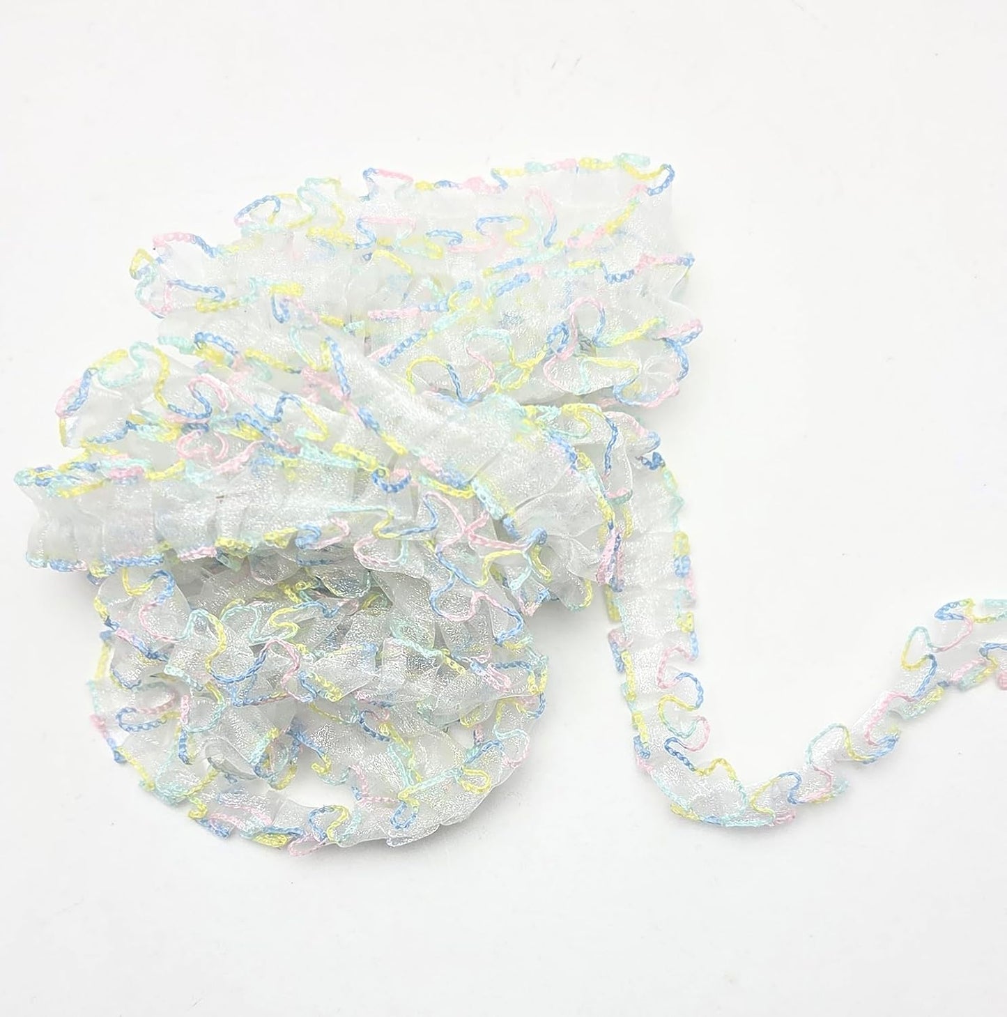 Gathered Organza Trim 4 Yards, 1 Inch with Multicolor Edge