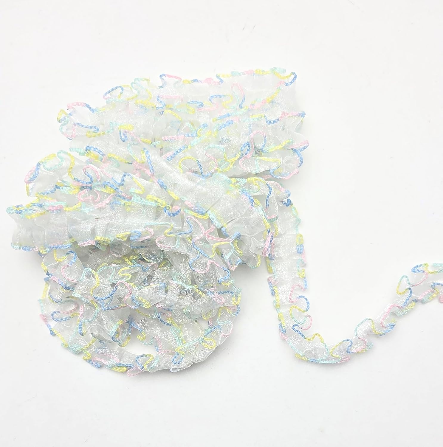 Gathered Organza Trim 4 Yards, 1 Inch with Multicolor Edge