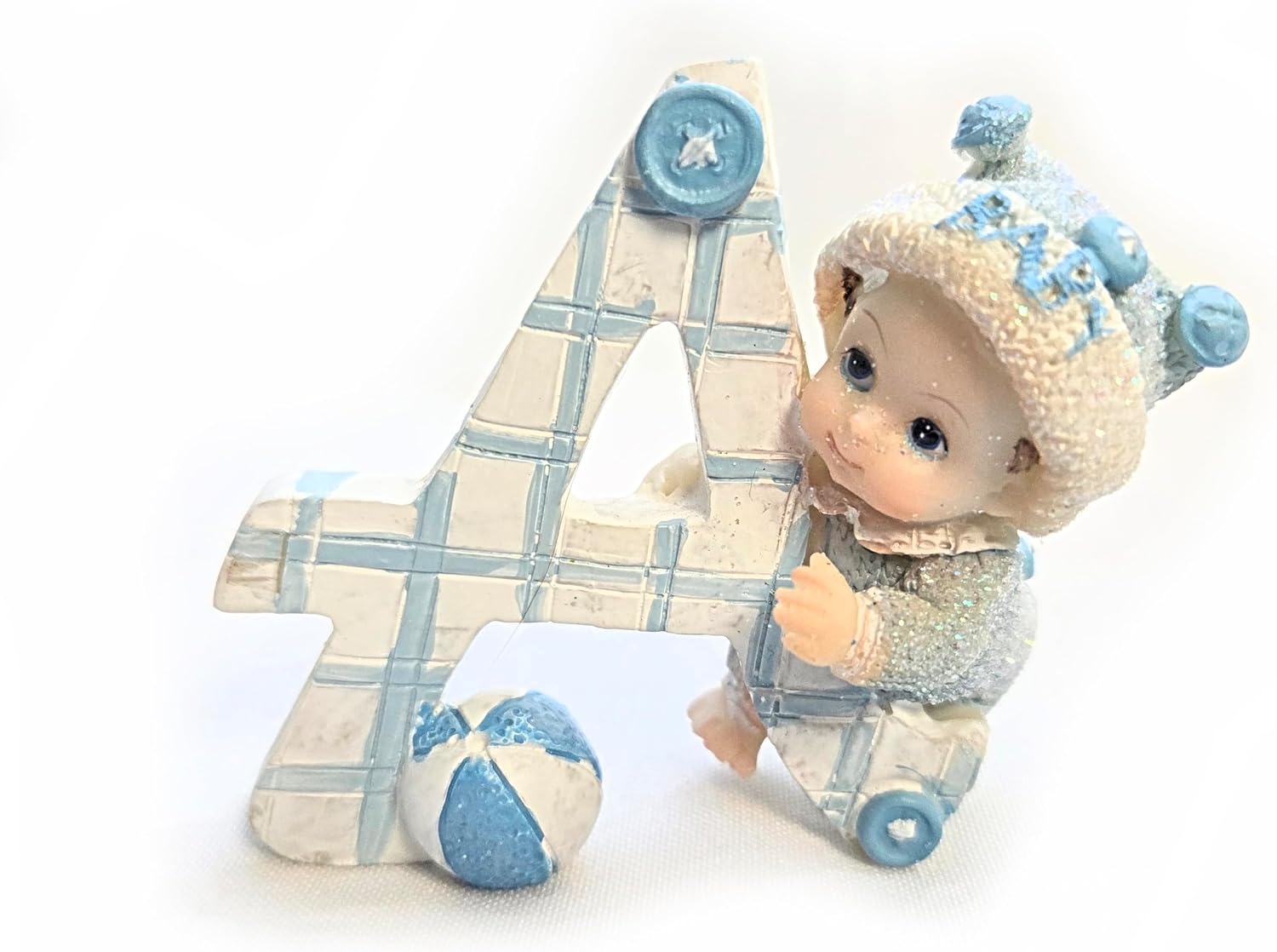 Party Favors Plus Polyresin Baby Figurines Blue White 4 Piece