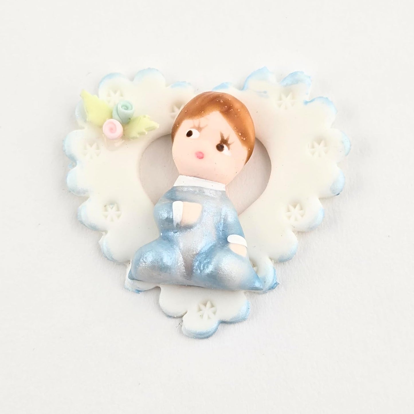 Party Favors Plus Cold Porcelain Sitting Baby Capia Figurines Blue White Heart 9 Count