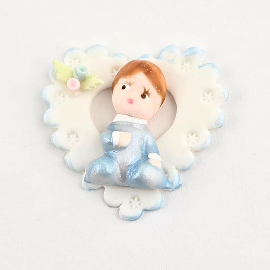 Party Favors Plus Cold Porcelain Sitting Baby Capia Figurines Blue White Heart 9 Count