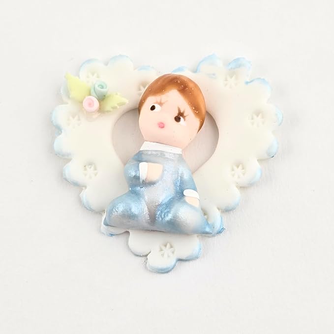 Party Favors Plus Cold Porcelain Sitting Baby Capia Figurines Blue White Heart 9 Count
