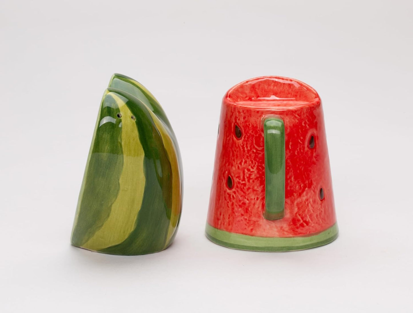 Cosmos Gifts Fine Ceramic Summer Love Red Heart Watermelon and Watermelon Watering Can Salt & Pepper Shakers Set 3-7/8" H