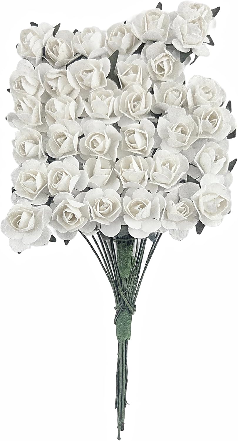 White Mini Paper Roses 288 Pack, 1.27 cm Diameter