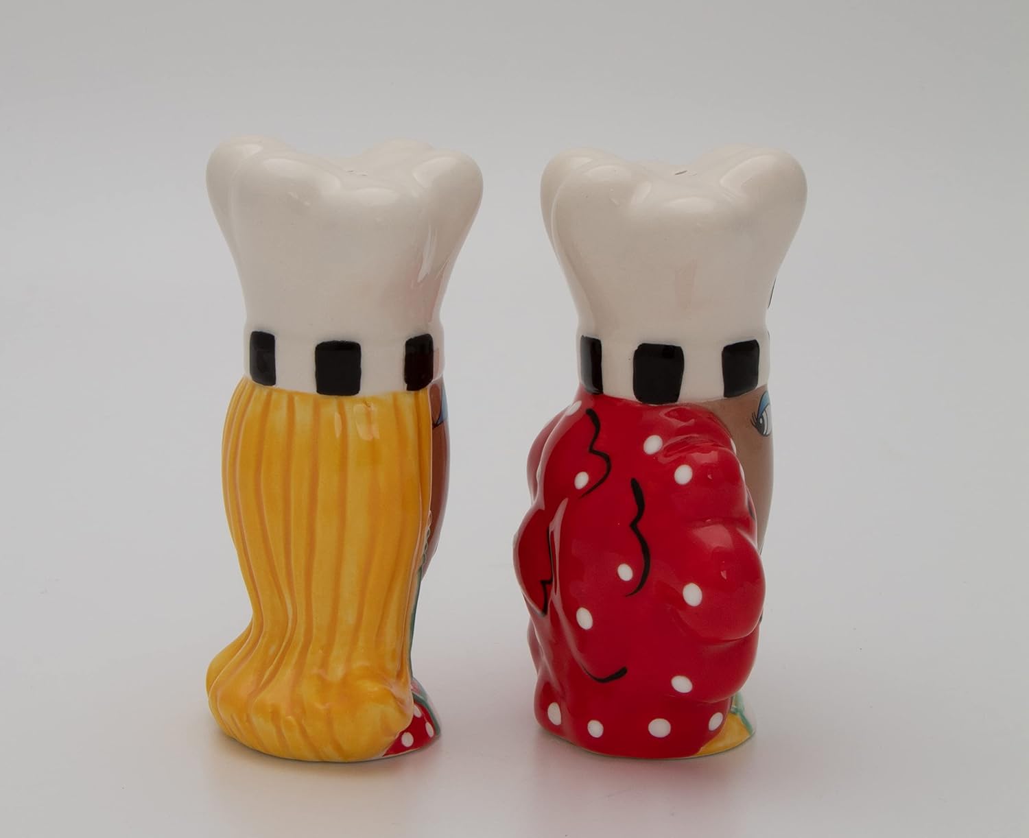Cosmos Gifts Fine Ceramic Dollymamas African American Chef Lady Salt and Pepper Shakers Set 4-3/8" H Brown