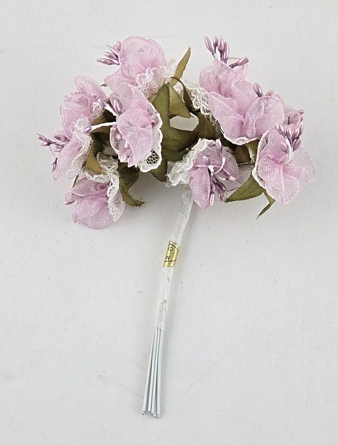 Mauve Organza Flowers with Lace and Wire Stems, 170 Pieces
