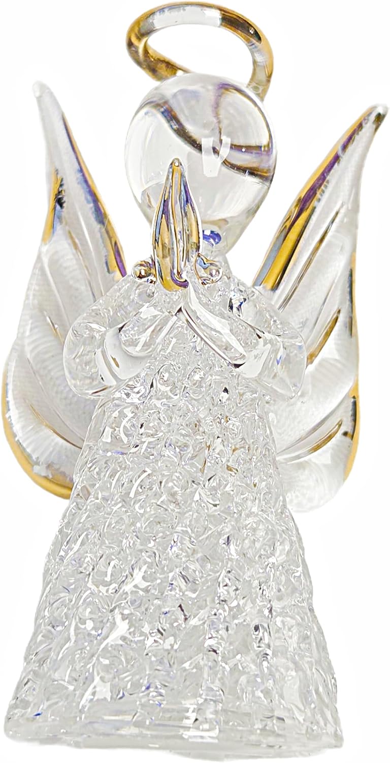Party Favors Plus Crystal Praying Angel Figurine Gold Accents Clear Resin 2.5 Inch 3 Count