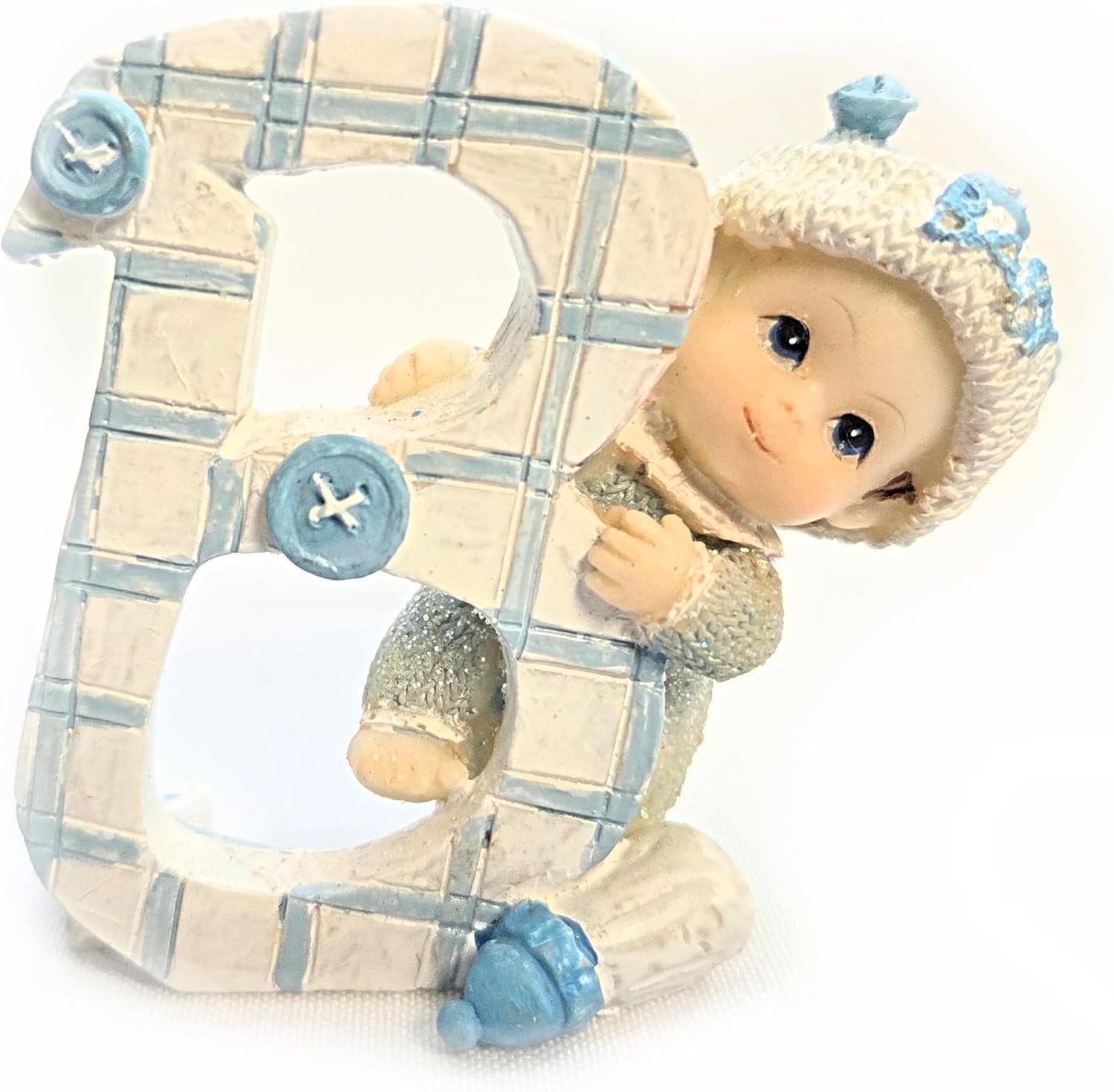 Party Favors Plus Polyresin Baby Figurines Blue White 4 Piece
