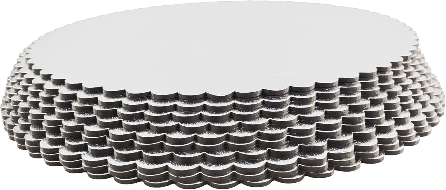 Party Favors Plus Round Cake Board White Scalloped Edge Cardboard 14 Inch Pack of 10
