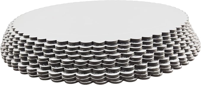 Party Favors Plus Round Cake Board White Scalloped Edge Cardboard 14 Inch Pack of 10