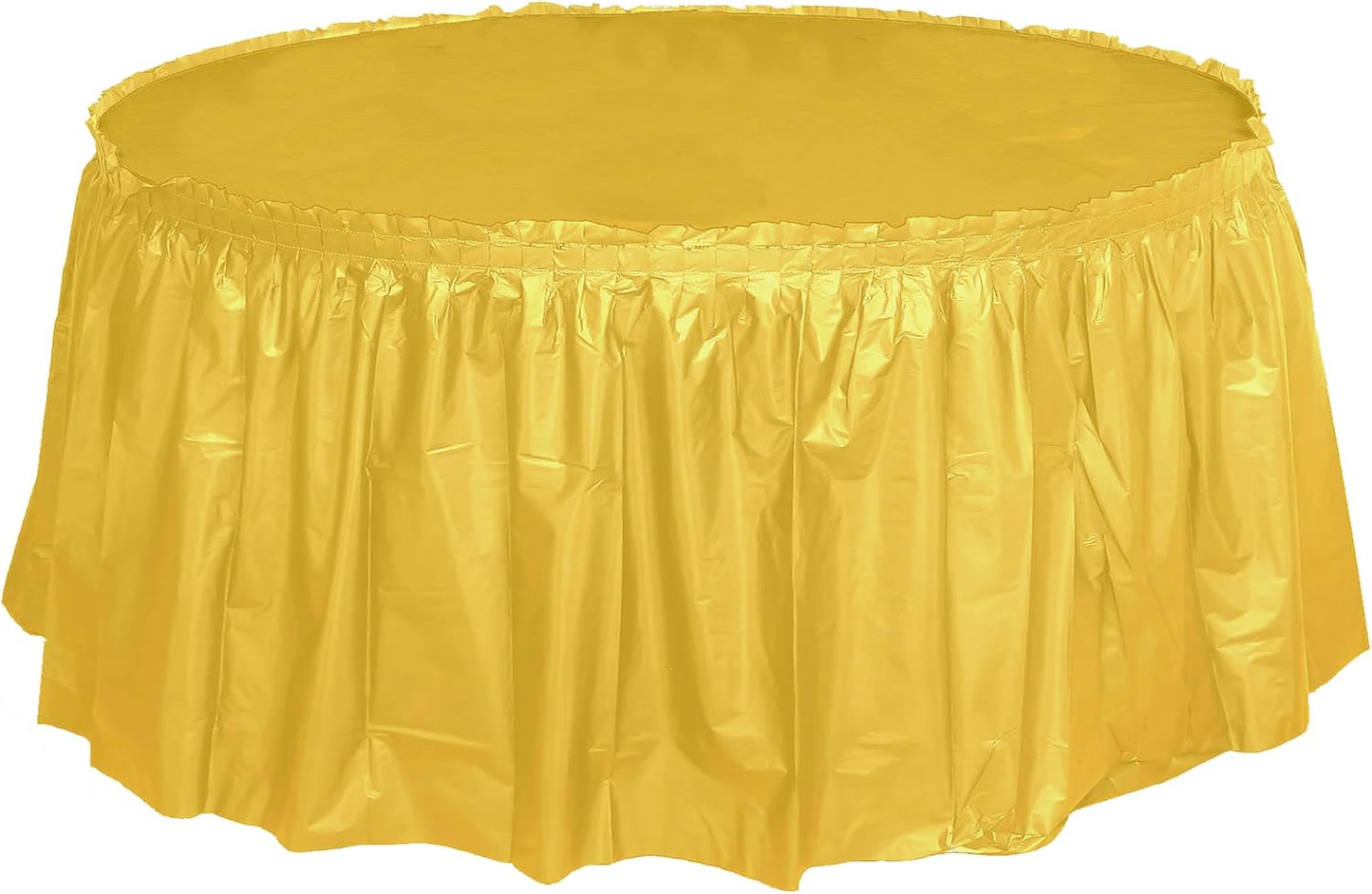Party Favors Plus Harvest Yellow Plastic Tablecloth 84 Inch Round with Table Skirts 3 Piece Set