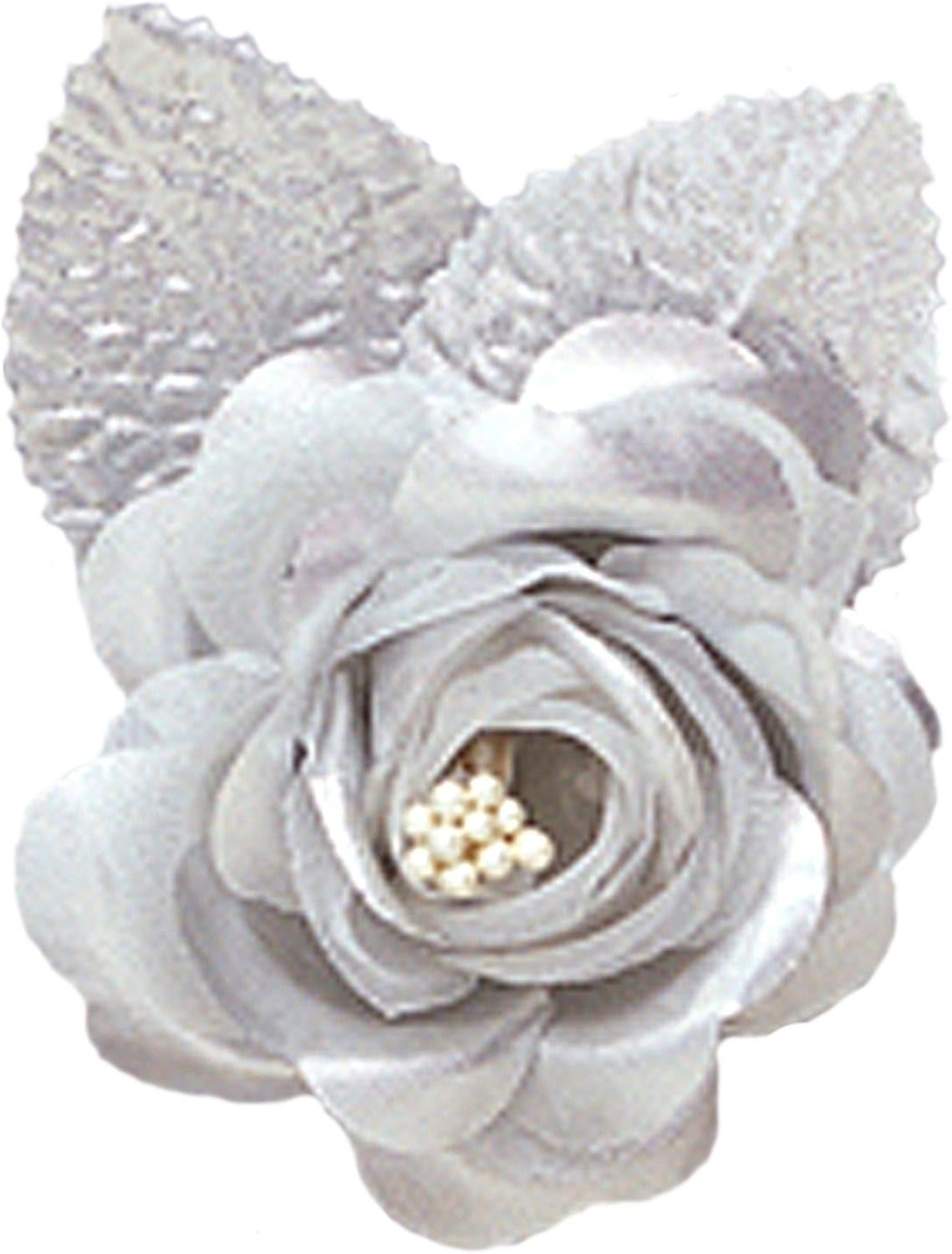 Party Favors Plus Decorated Bridal Shower White Lace Umbrella Parasol 32" Silver Roses