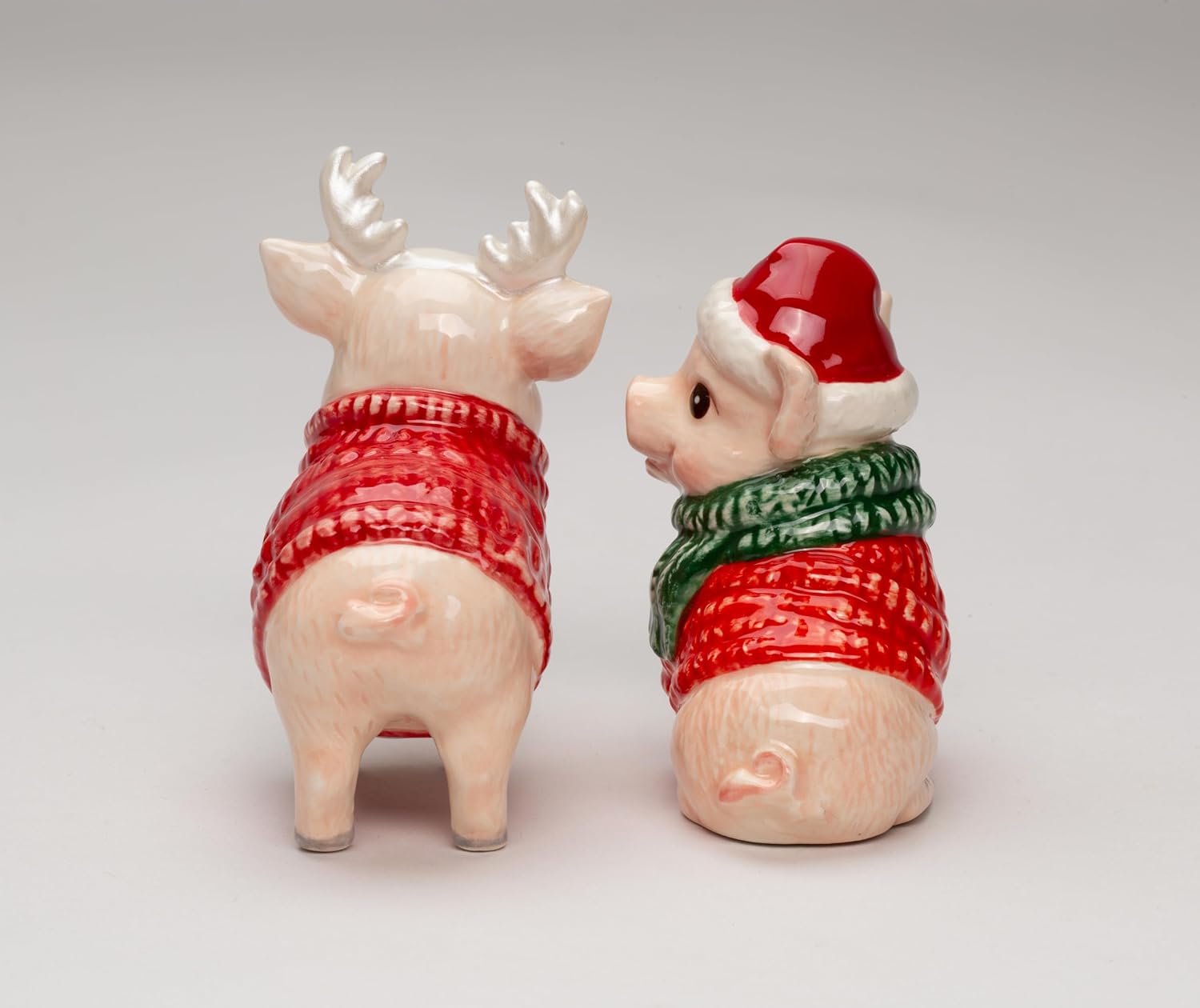 Cosmos Gifts Fine Ceramic Christmas Pigs Salt & Pepper Shakers Set 3-3/8" H