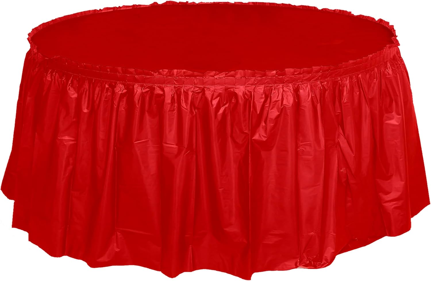 Party Favors Plus Red Plastic Tablecloth 84 Inch Round with 2 Table Skirts 3 Piece Set