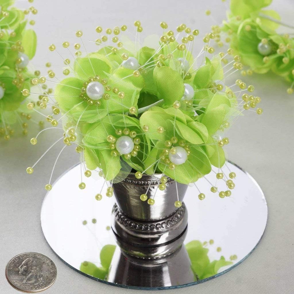 Party Favors Plus Apple Green Satin Pearl Organza Flowers 72 Count