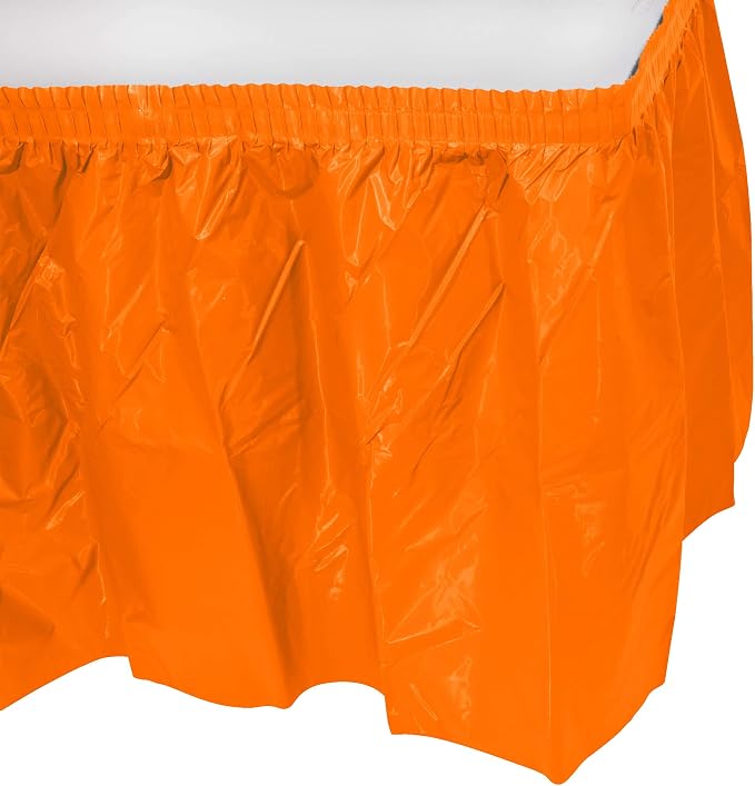 Party Favors Plus Orange Plastic Table Skirts 29 in x 13 Ft