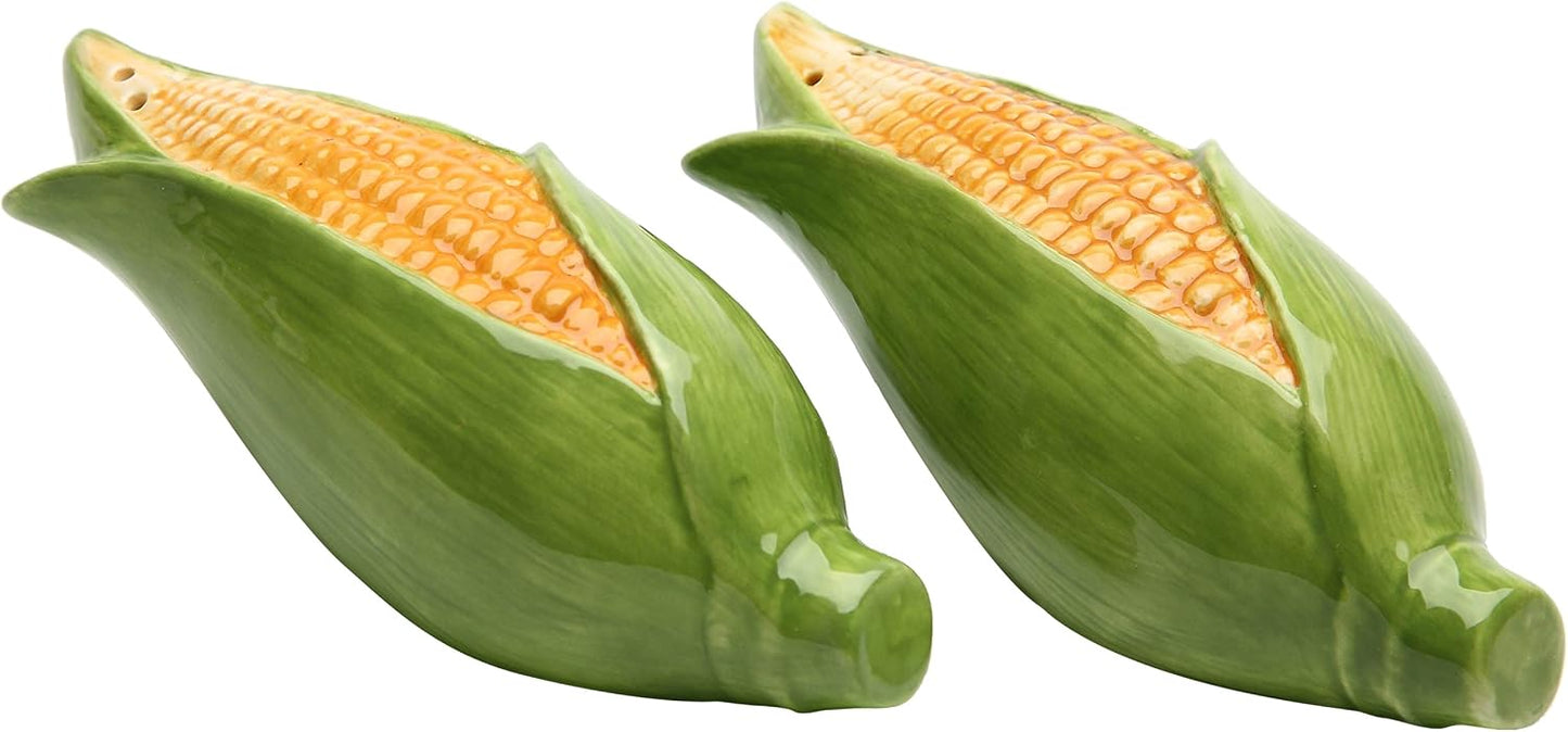 Cosmos Gifts Fine Ceramic Corn Salt and Pepper Shakers Set 1-1/2-Inch Multicolor
