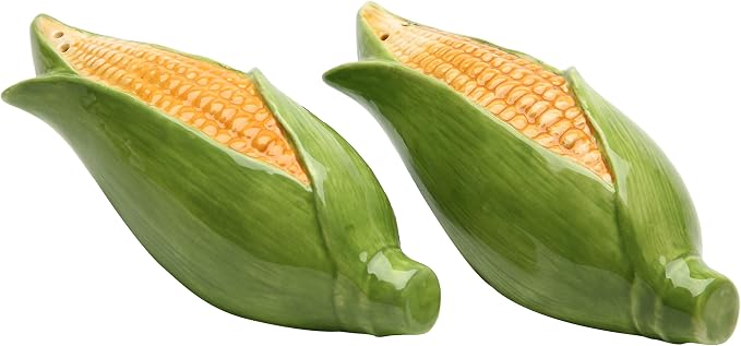 Cosmos Gifts Fine Ceramic Corn Salt and Pepper Shakers Set 1-1/2-Inch Multicolor