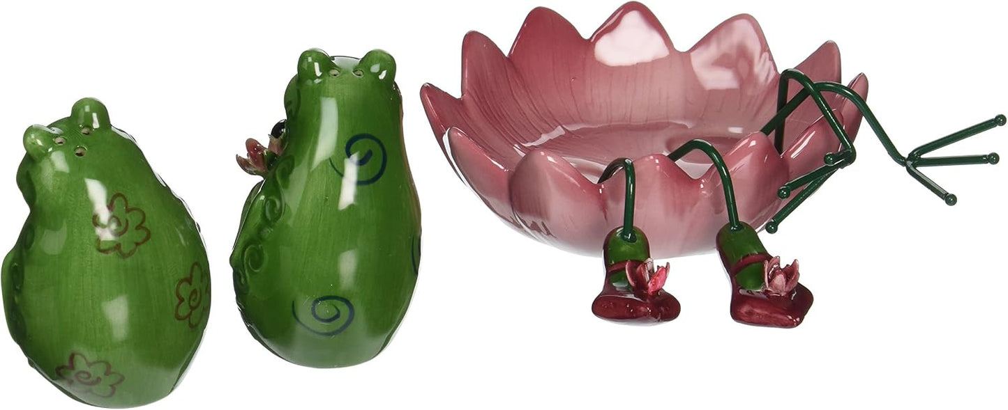 Appletree Design Ceramic Alfrogo and Frogalina Frog Salt and Pepper Shakers Set 3-1/4" H SS-ATD-61515
