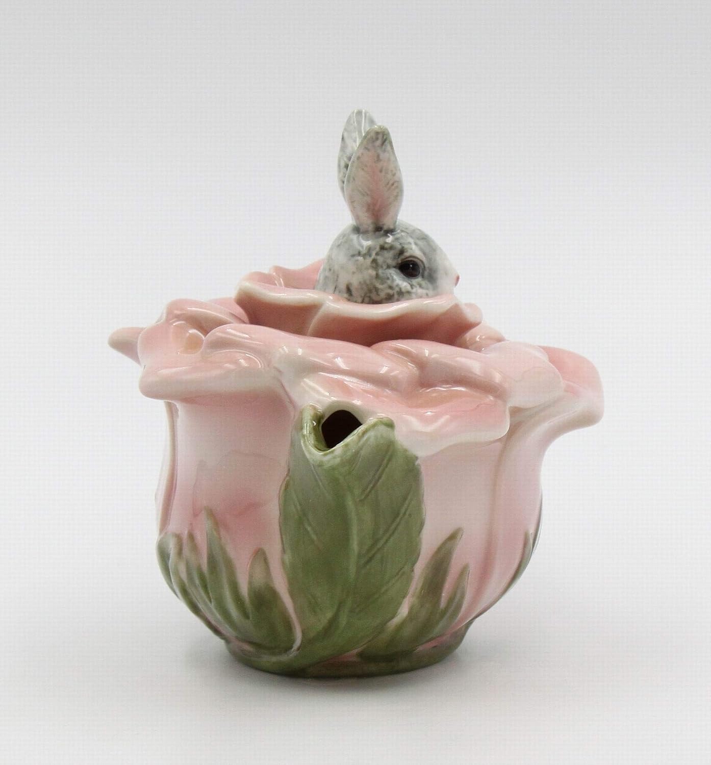 Cosmos Gifts Fine Porcelain Victorian Rose Bunny Rabbit Teapot 6-7/8" L