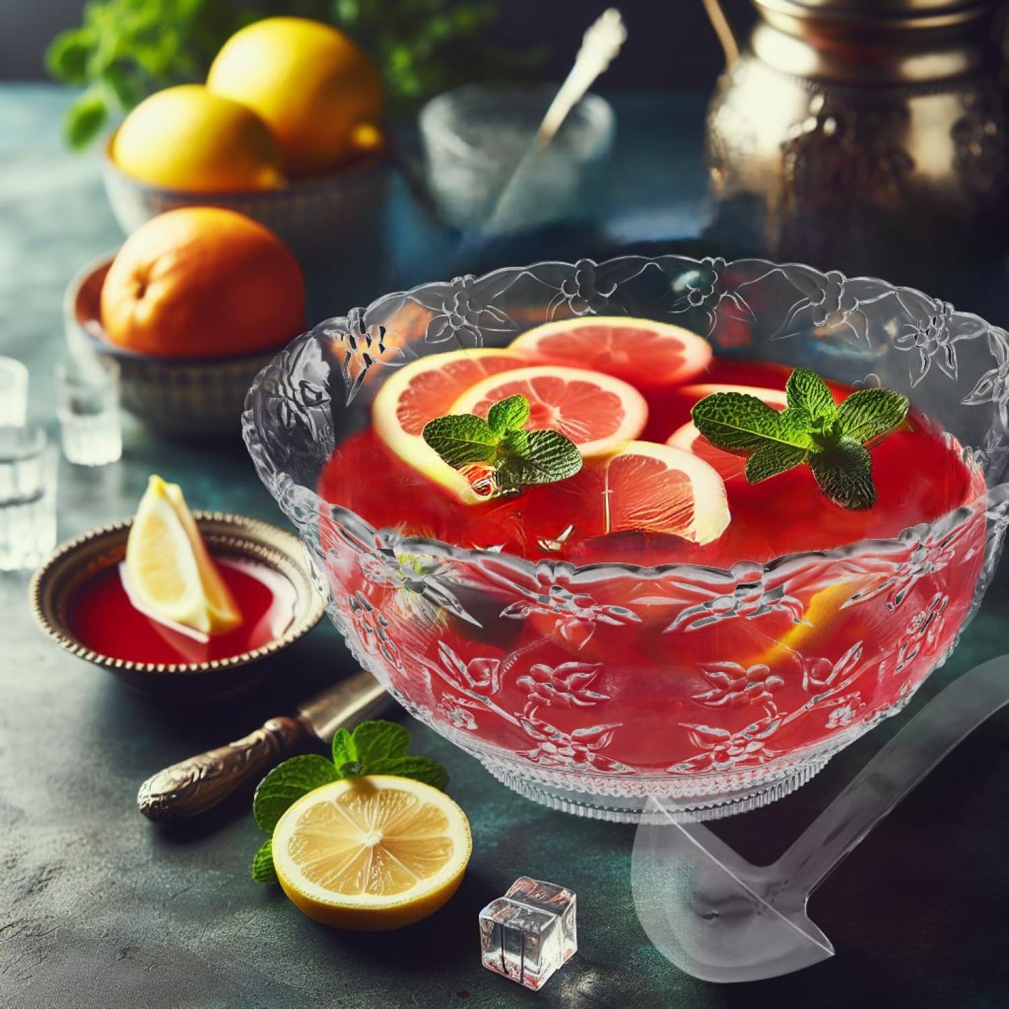Party Essentials Hard Plastic 12-Quart Embossed Clear Punch Bowl
