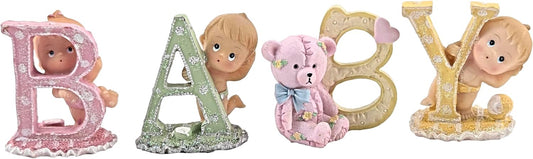 Party Favors Plus Polyresin Baby Letter Figurines Multicolor 2.5 Inch 4 Count