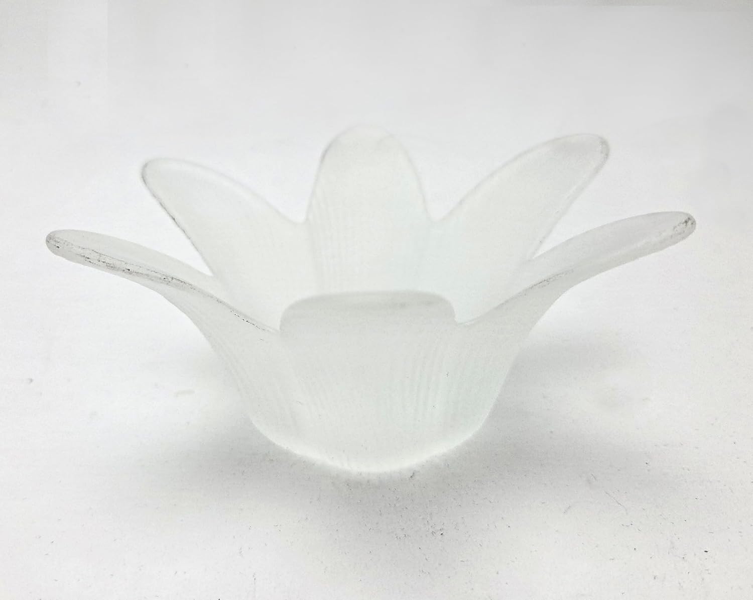 Party Favors Plus Frosted Glass Lotus Flower Tea Light Candle Holder White 5 Inch Set of 5